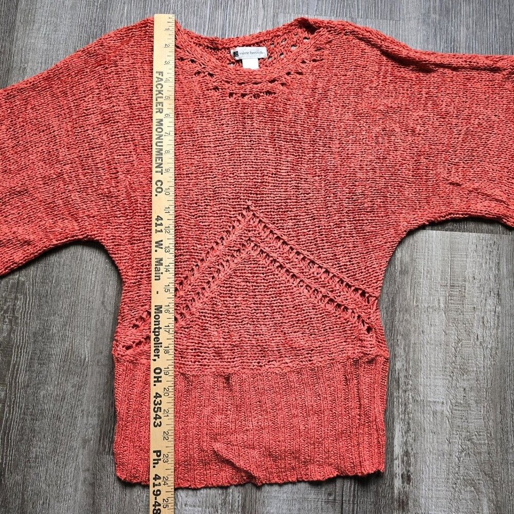 Valerie Bertinelli Sweater Womens Small Coral Stretch Kimono Sleeve Crochet Boho - Picture 15 of 16